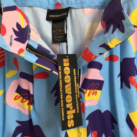 NWT Nooworks sz XXL Business Pant in snacks Food graphics blue pleated trousers - Picture 10 of 13